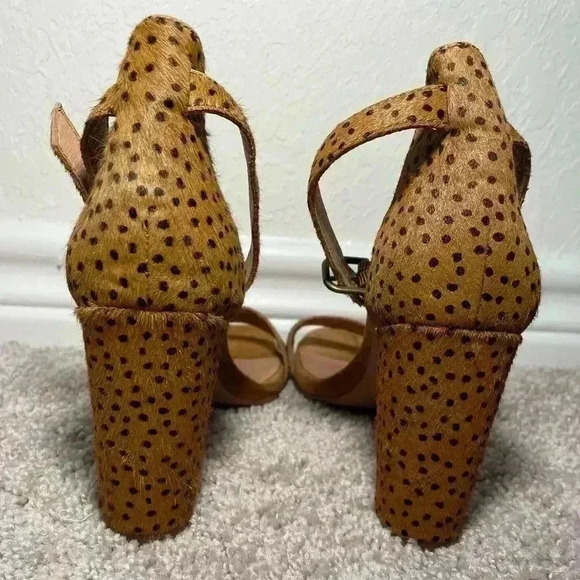 MADEWELL The Brooke Ankle Strap Open Toe Sandal Heels Spot Dot Calf Hair Size 7 - Picture 5 of 8